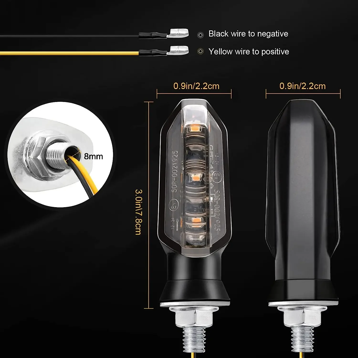 8mm Mini Motorcycle LED Turn Signal Lights Amber Flashing Light Blinker Turn Signal Lamp 12V Moto Indicator Lamp Accessories image 6