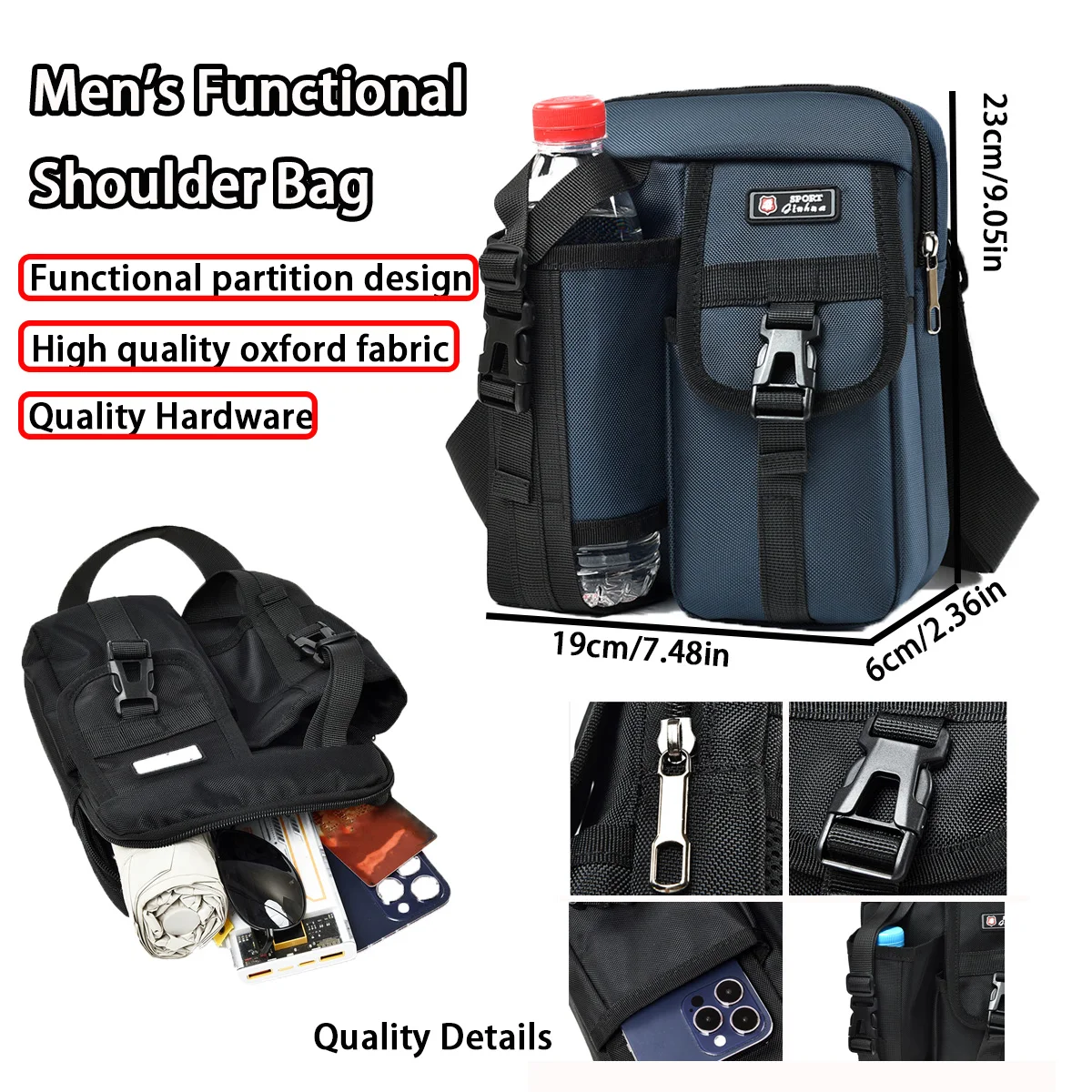 

Hot Model Large-capacity Oxford Men's Shoulder Bag, Functional Men's Lightweight Crossbody Bag, Suitable For Commuting, Outdoor