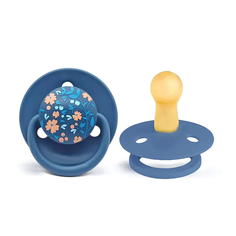 1PC 0-3 Year Old Imitation Breast Milk Macaron Color Printed Natural Latex Pacifier Small Flower Shape Dust Lid Gift For Babies