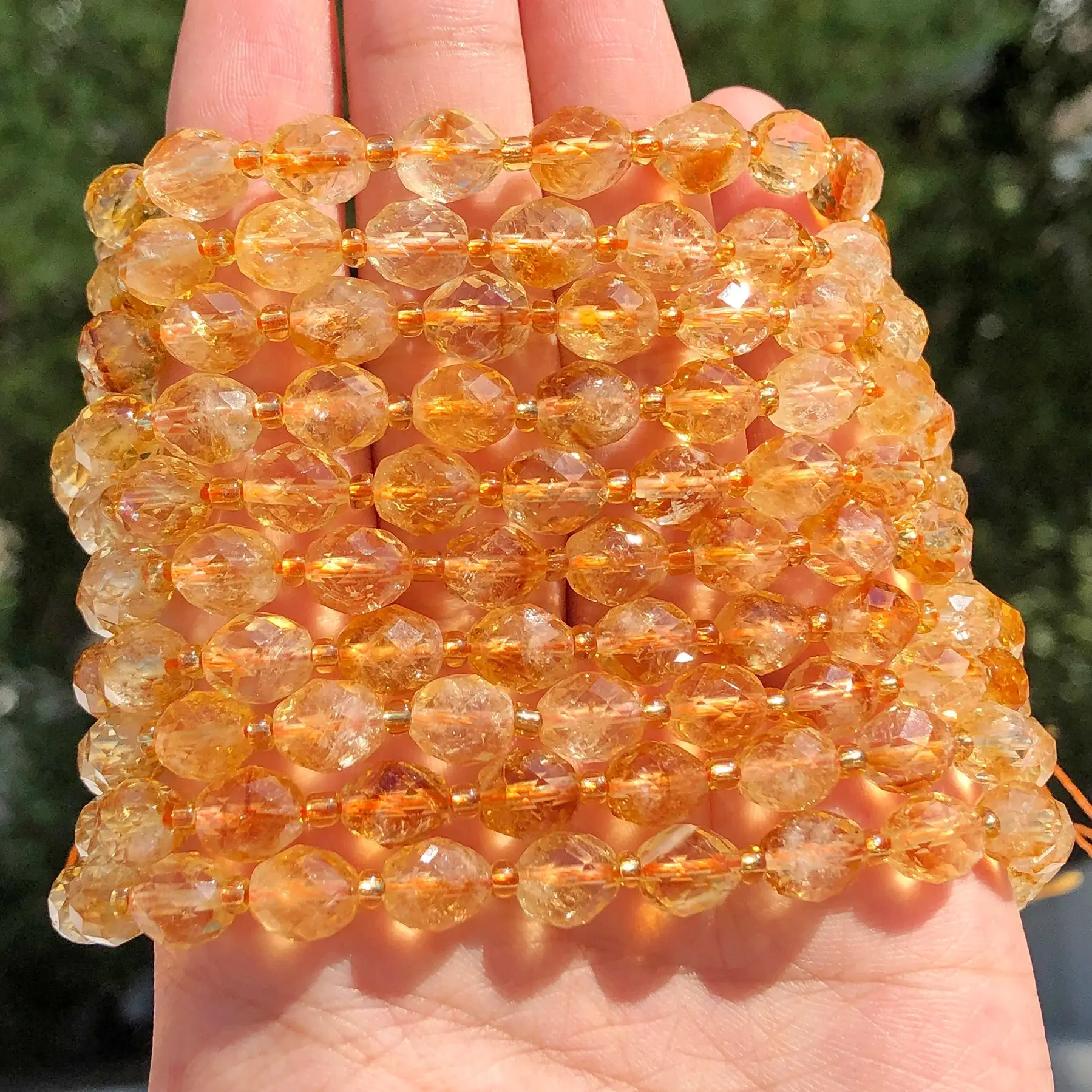 8x7mm AAA Faceted Oval Stone Natural Citrine Spacer Beads For Jewelry Making DIY Bracelets Accessories 7.5inch