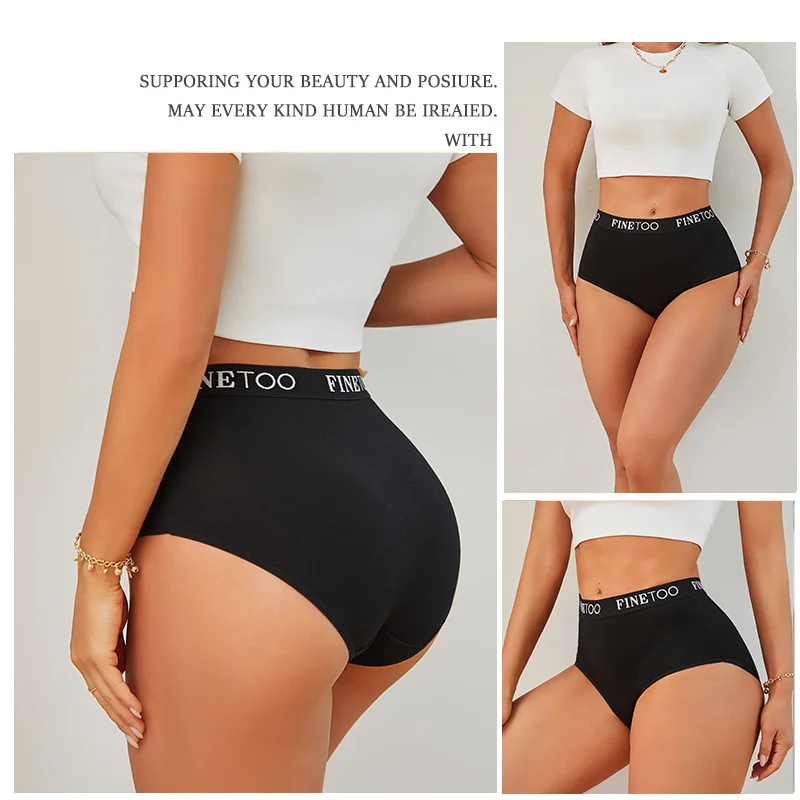 Finetoo 3ks dámské bavlněné kalhotky, dámské plus size bezešvé kalhotky, prodyšné spodní prádlo s nízkým pasem, měkké spodní prádlo S-XXL - náhled 4