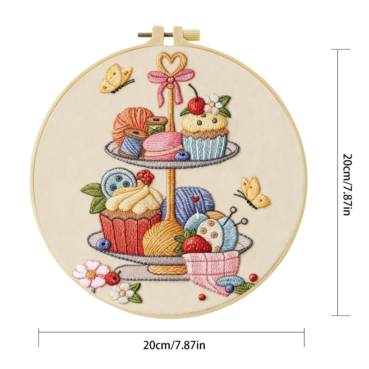 1 Stück 20X20CM/15X15CM 7,87/6,3 Zoll Dessert-Stickerei-Starter-Kit DIY-Kit DIY-Stickerei-Set Handarbeiten Heimdekoration – Detail 5