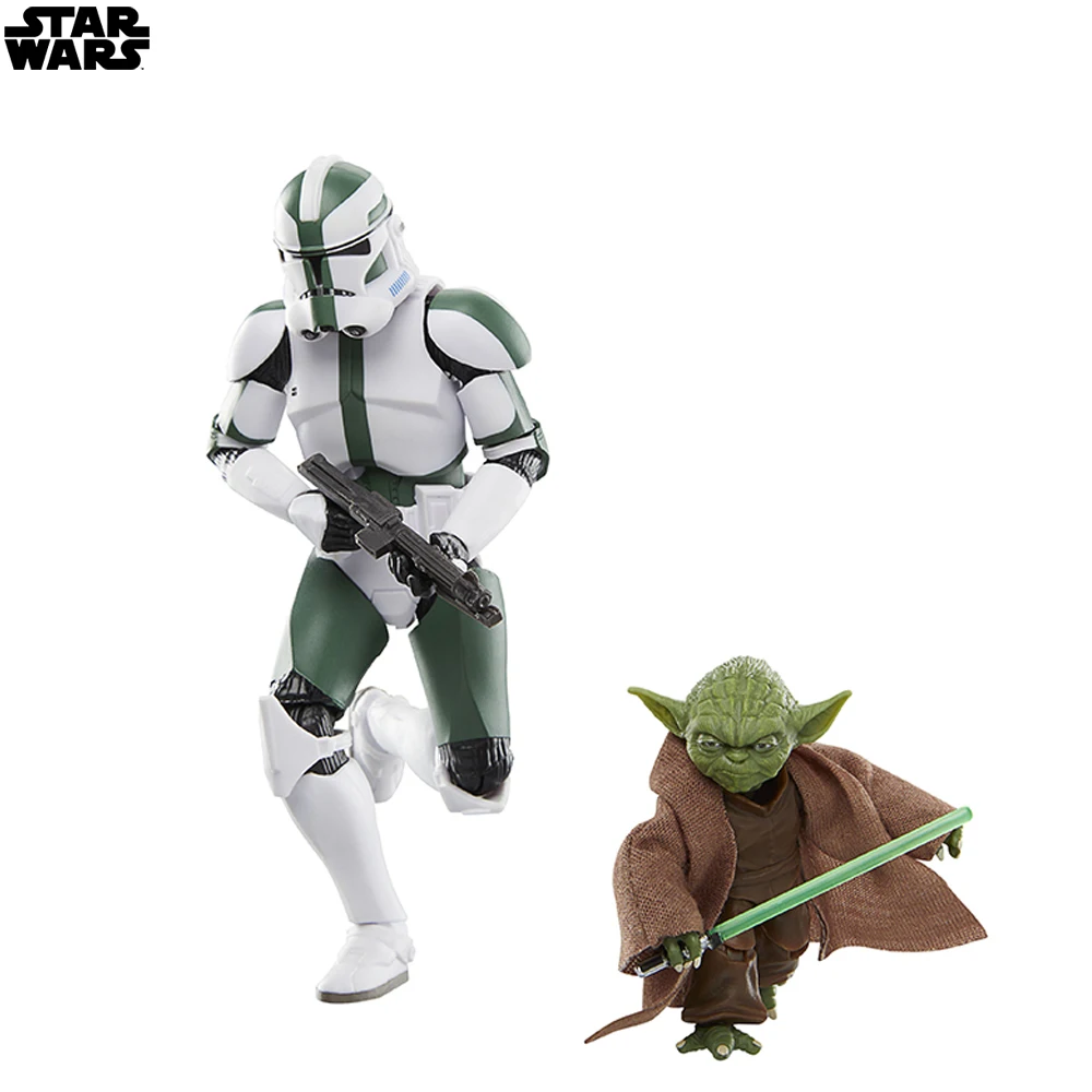 Star Wars The Black Series Yoda & Clone Commander Gree 6-Inch Action Figure Collectible Model Toy Gift