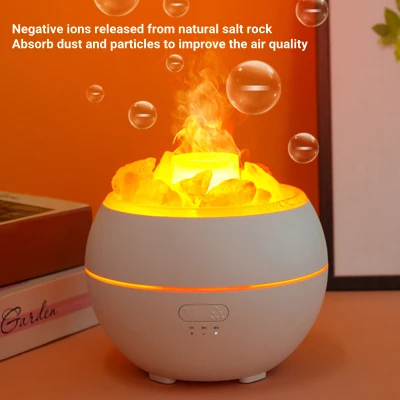 LED Salt Stone Simulation Flame Aromatherapy Machine Air Freshener Perfume Essential Oil Difusor Bedroom Decoration