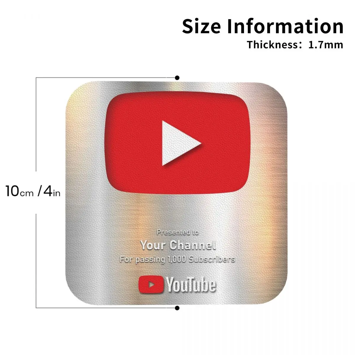 Youtube Award Coasters Kitchen Placemats Waterproof Insulation Cup Coffee Mats For Decor Home Tableware Pads Set of 4