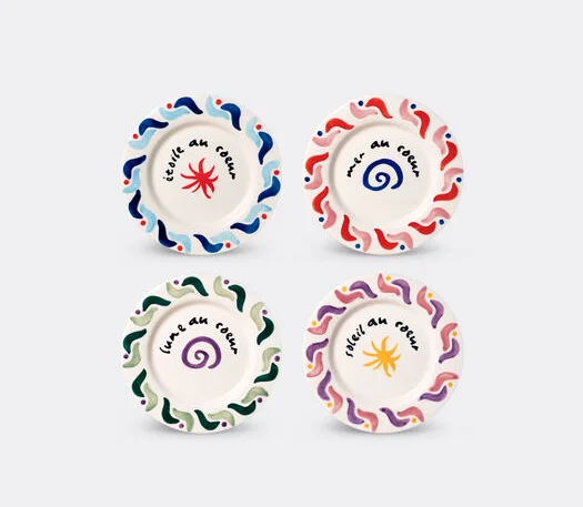 

'Cala Secreta' dessert plate, set of four, multicolor White clay Diameter 220mm