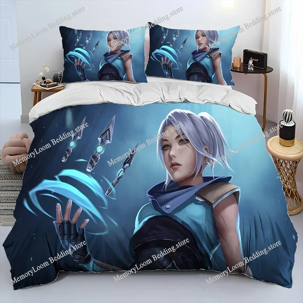 3D VALORANT Game Gamer Cartoon Comforter Bedding Set,Duvet Cover Bed Set Quilt Cover Pillowcase,king Queen Size Bedding Set Kids