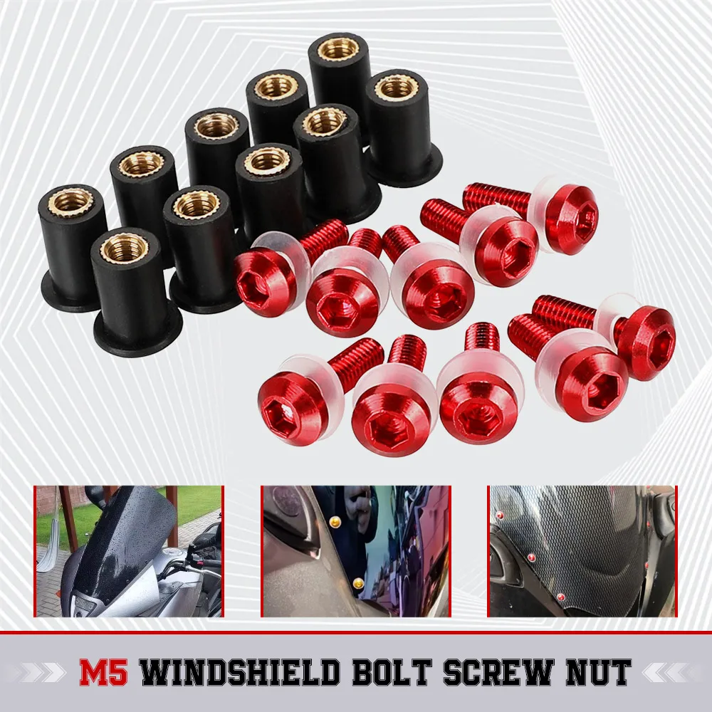 10PCS M5 Windscreen Windshield Bolt Screw Kit For Honda XL 650 600 700 1000 125V Transalp Varadero XRV750 NC750 X-ADV 750 NC750S