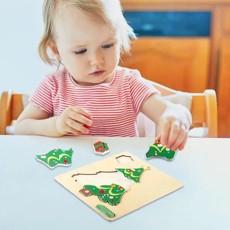 Christmas Puzzle For Toddler Safety Wooden Preschool Puzzles Christmas Stocking Stuffers Party Favors For Boys Girls Grasp