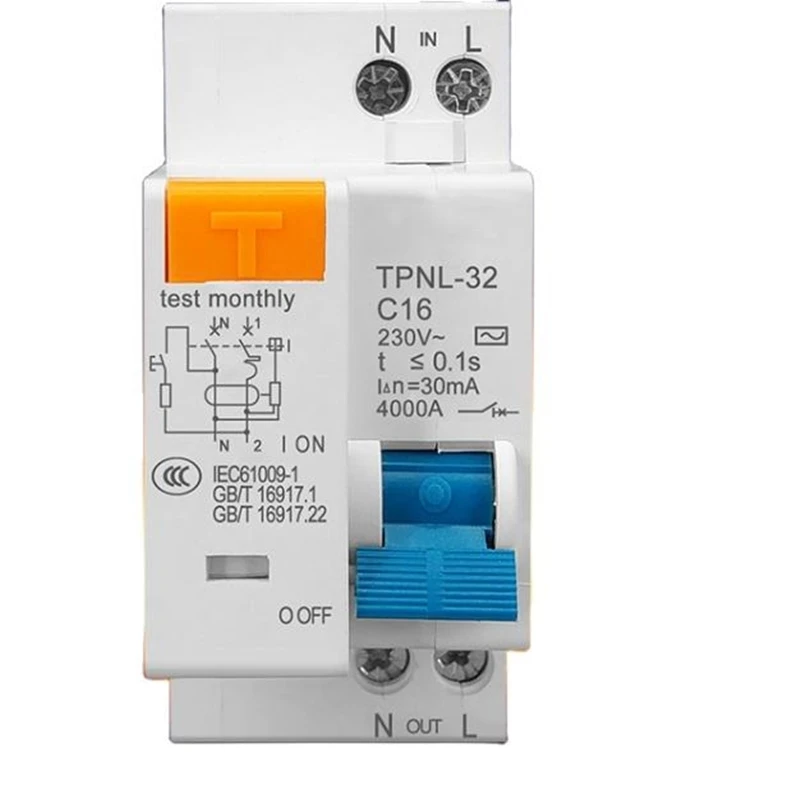 TPNL DPNL 230V 1P+N Residual Current Circuit Breaker with Over and Short Current Leakage Protection RCBO MCB