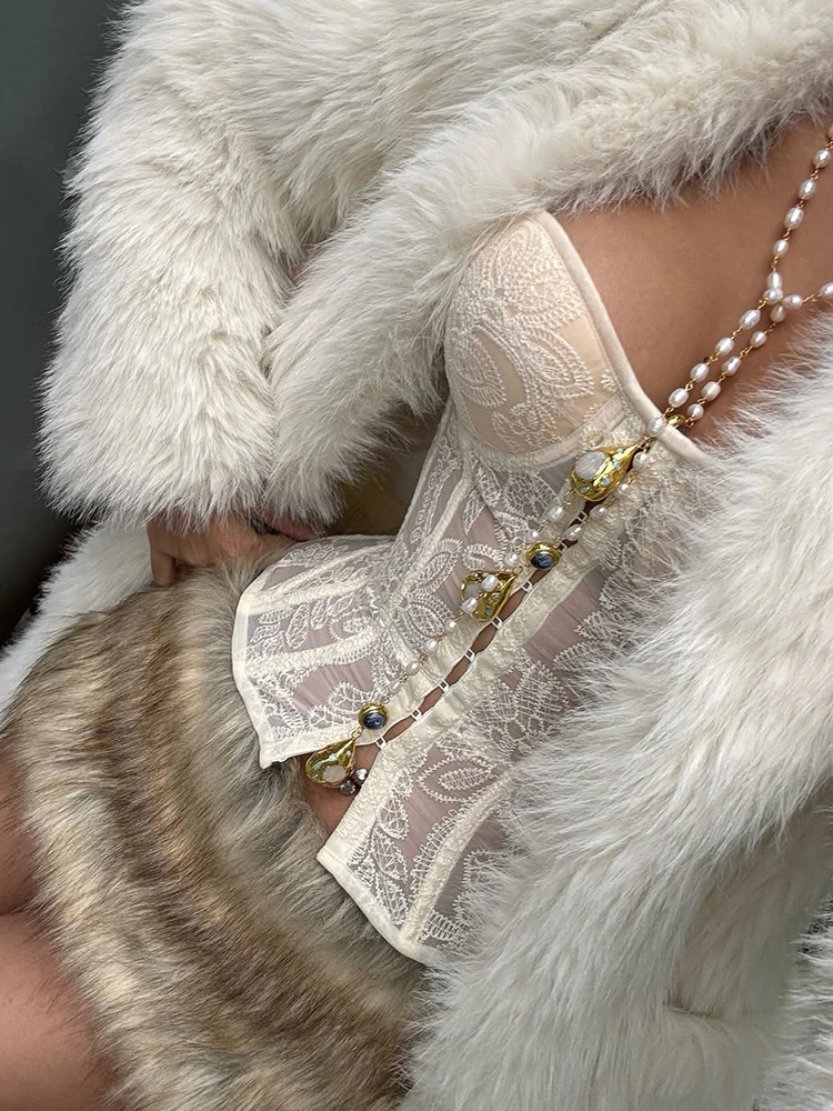 Nibber ver através das mulheres urdidura sem mangas padrão de renda escondida fivela de metal sem costas sexy tendência verão simples meia-noite mini topo