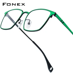 FONEX Multicolor Titanium Glasses Frame Men New Fashion Brand Design Square Eyeglasses Women Japanese Ultralight Eyewear 85856