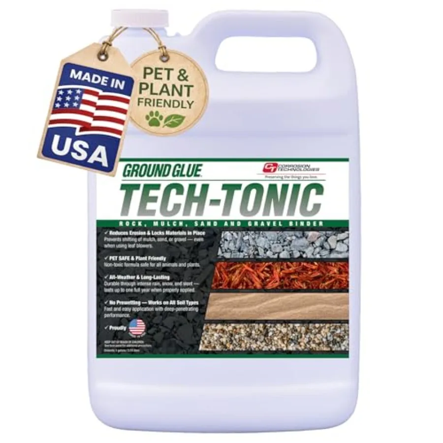 

Клей-стабилизатор Ground Glue Tech-Tonic для ландшафтного дизайна: для мульчирования камня и песка, всепогодный, долговечный, для дорожек и склонов