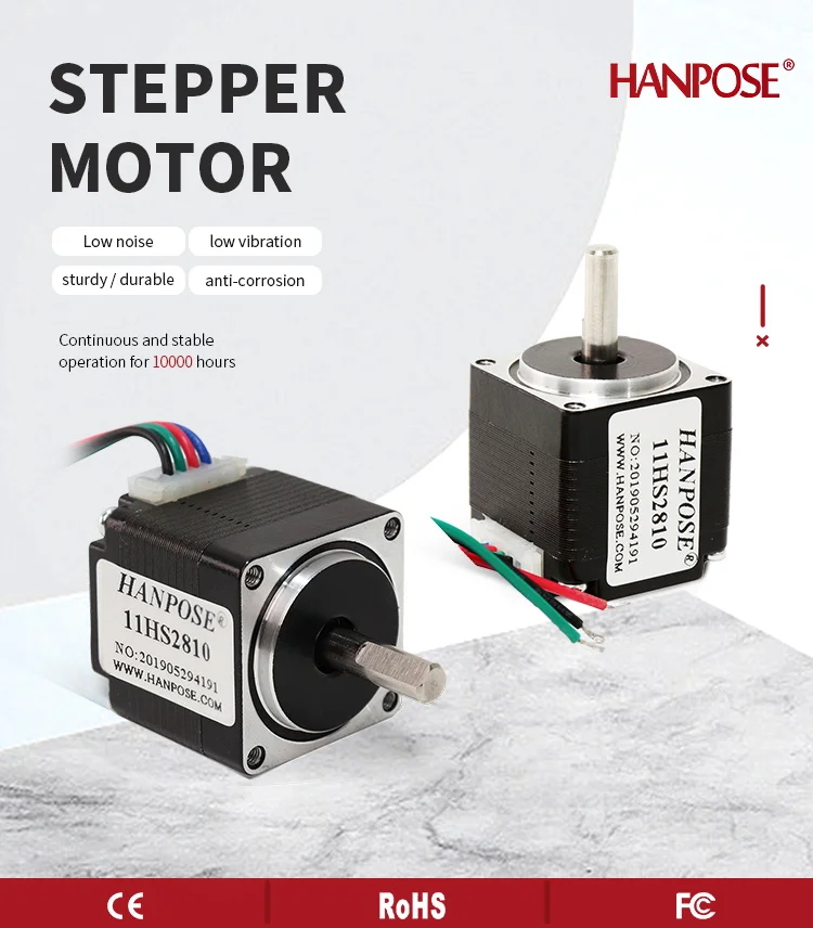 

Шаговый двигатель NEMA11, крутящий момент 0,08 Нм, ток 1,0 А, 4-проводная система, 1,8 ° Угловой шагер, подходящий для новых станков с ЧПУ