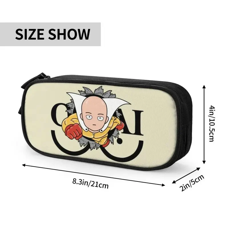 Anime Saitama One Punch Man Capacity Pencil Pen Case Stationery Bag Pouch Holder Box Organizer for Teens Girls Adults Student