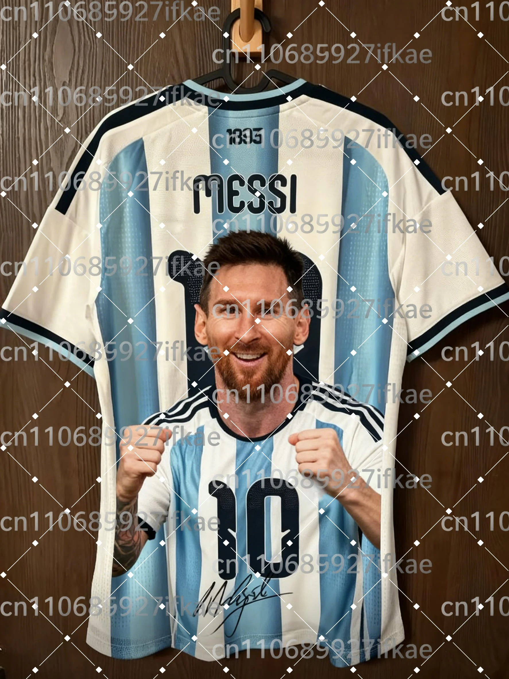 

Argentina Blue and White Football Jersey NO 10 MESSI Football Sports T-shirt Breathable and Quick-drying for Children and Adults
