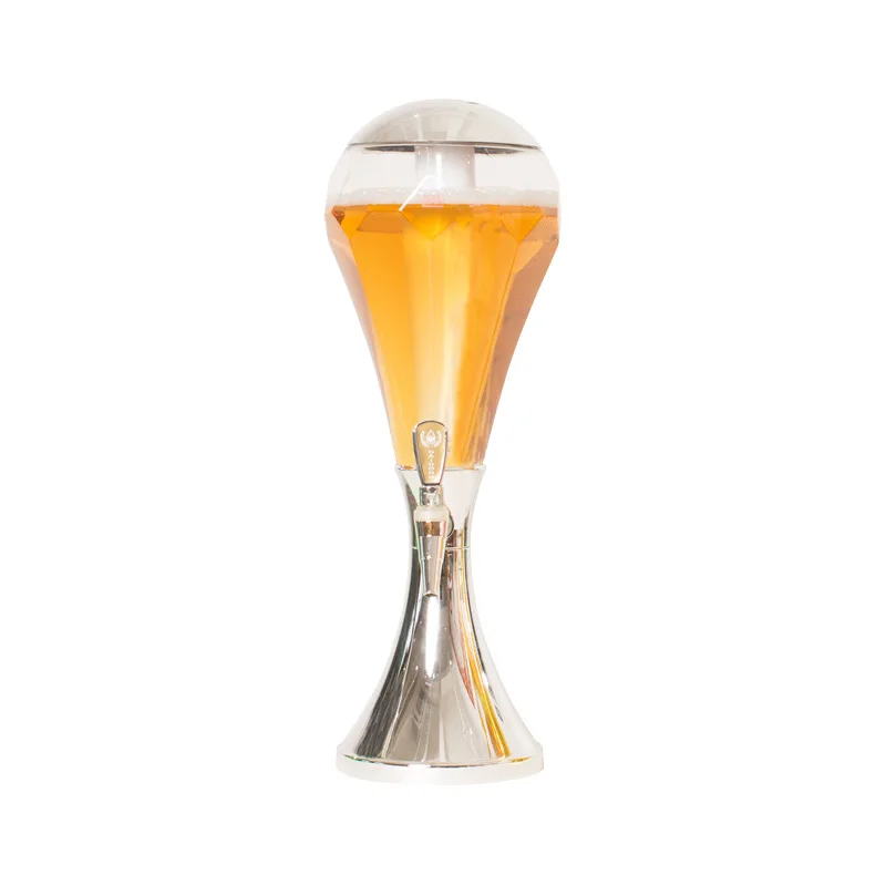 Ball Shape Beer Tower Dispenser with LED Light Ice Tube, Football Game, Colorful Bar, 3 Liters