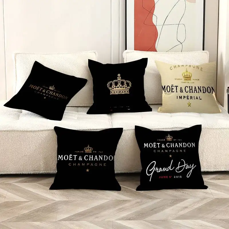 Funda de cojín de lujo de marca M-Moet C-Chandon, funda de almohada decorativa, funda de cojín estampada para sofá