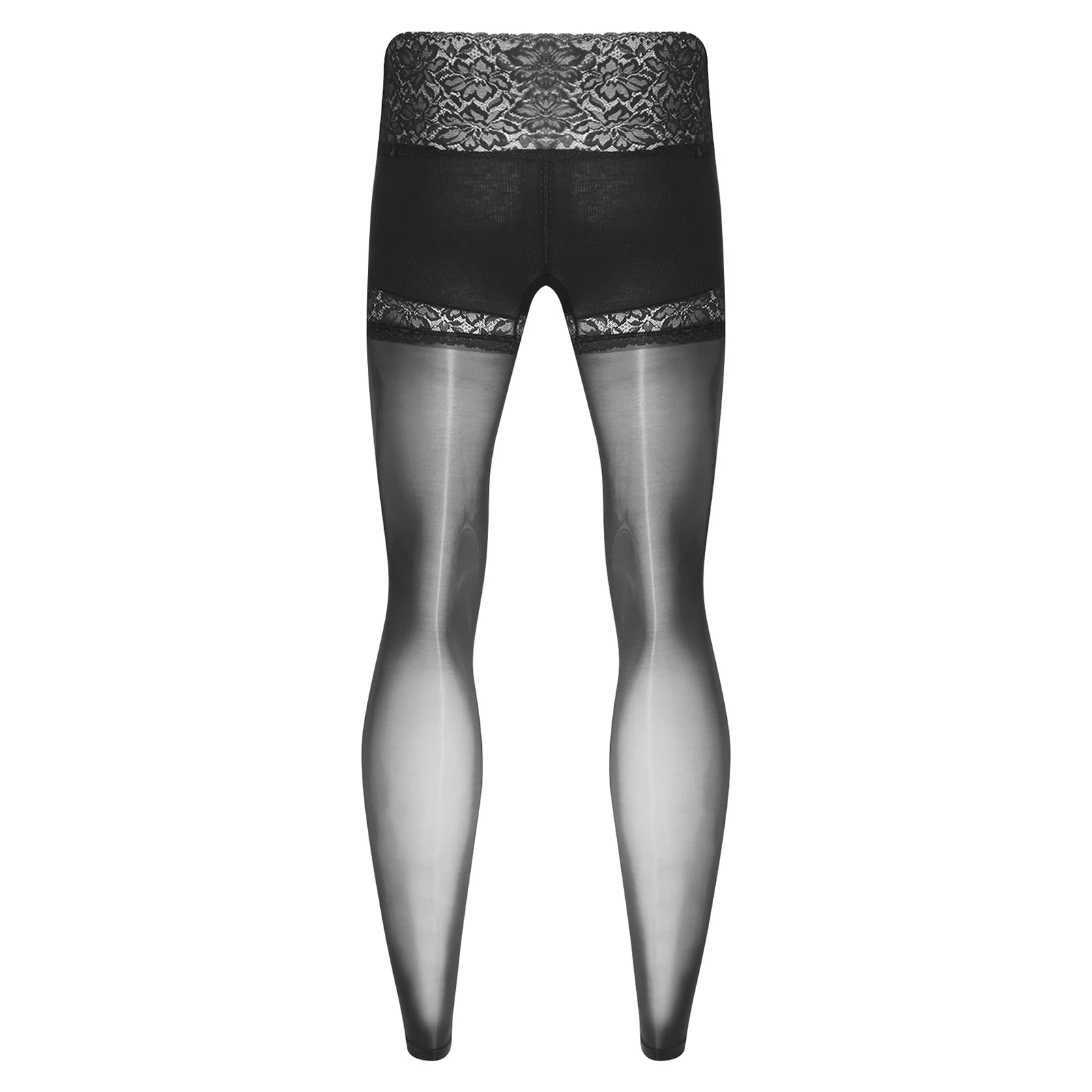 Lencería porno para hombres, medias de encaje para pseudo-niñas, medias transparentes para el cuerpo, mallas suaves y brillantes, medias eróticas transgénero para gays