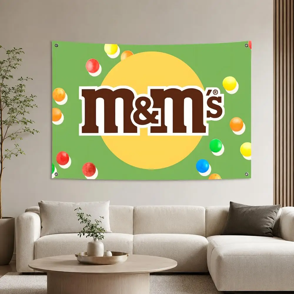Snack-Klassiker M-M&M's Flaggen Ästhetischer Wandteppich Bedruckter Wandbehang Wohnzimmer Party Outdoor-Dekoration – Detail 1
