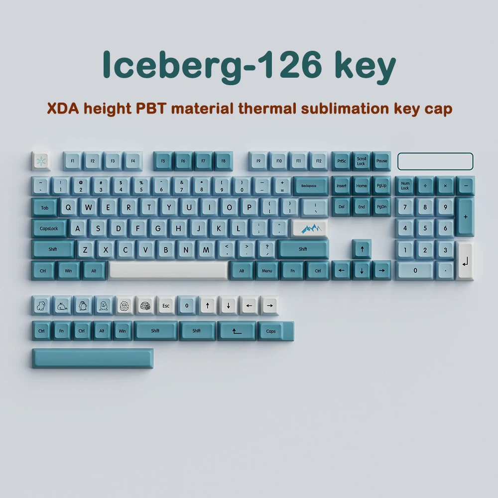 126 Key XDA PBT Keycaps GMK Tema Gunung Es Teclado Gamer Keyboard Mekanis Cap Dye Subbed Anis 61 87 104 108 Set Kunci Mx Switch