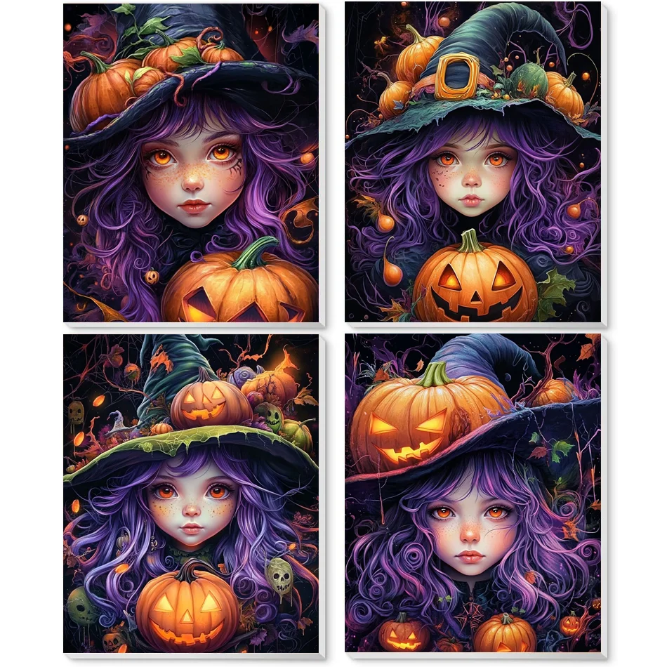 

RUOPOTY Хэллоуин Ведьма Картина по номерам Наборы для рисования по номерам 40x50 см Рамка «сделай сам» Современная настенная картина