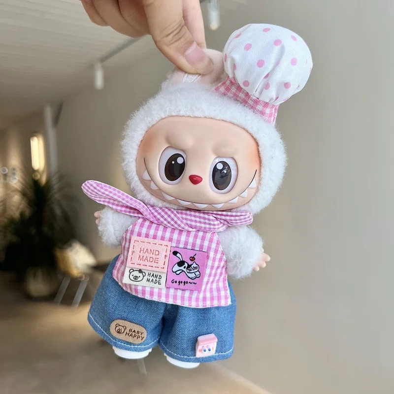 

17cm Labubu 1-3 Gen Doll Outfits | Pink Chef Hat Doll Clothes | Clothes for Labubu Pendants Accessories