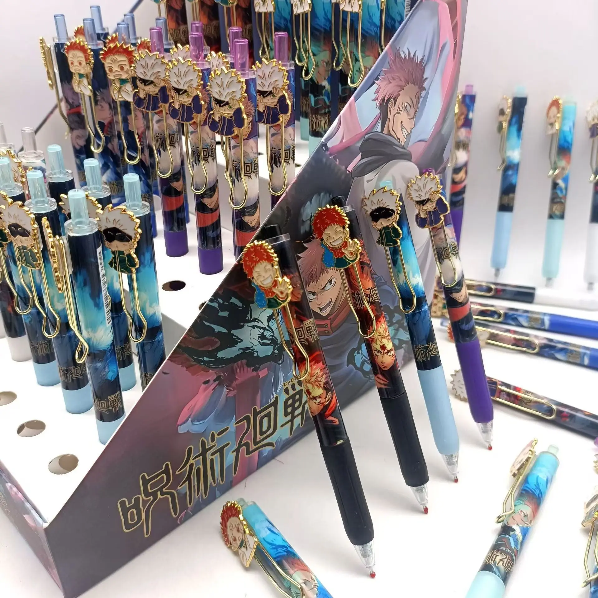 6Pieces New Anime Gel Pen Cute 0.5mm Black ink Press Pens Children Learning Stationery Reward children's day gift