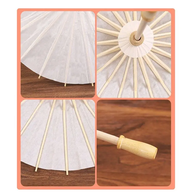 AEE4-Paper Parasol Wedding Umbrella Party Favor Bamboo Umbrellas For Bridal Shower Centerpieces Photo Props 60Cm