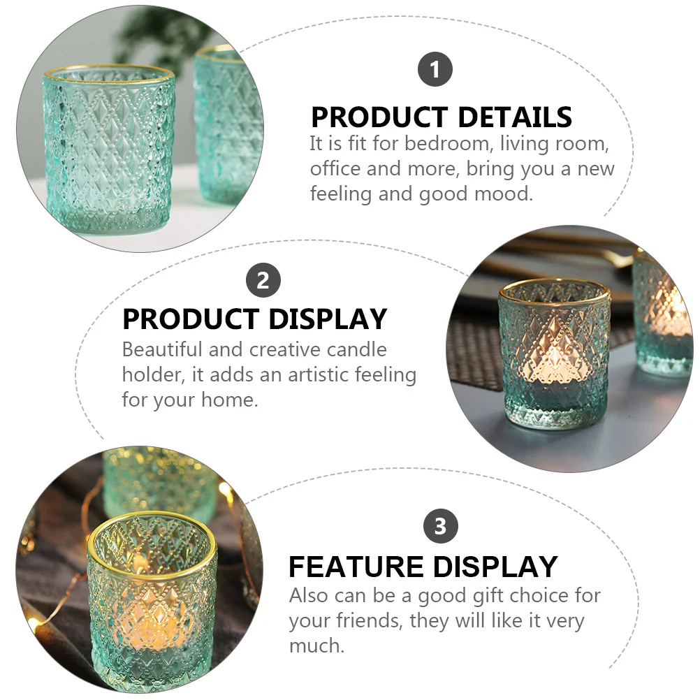 

6Pcs Gold Rim Embossed Glass Holder Beautiful Artistic Home Decor Ideal for Gifting and Interior Styling