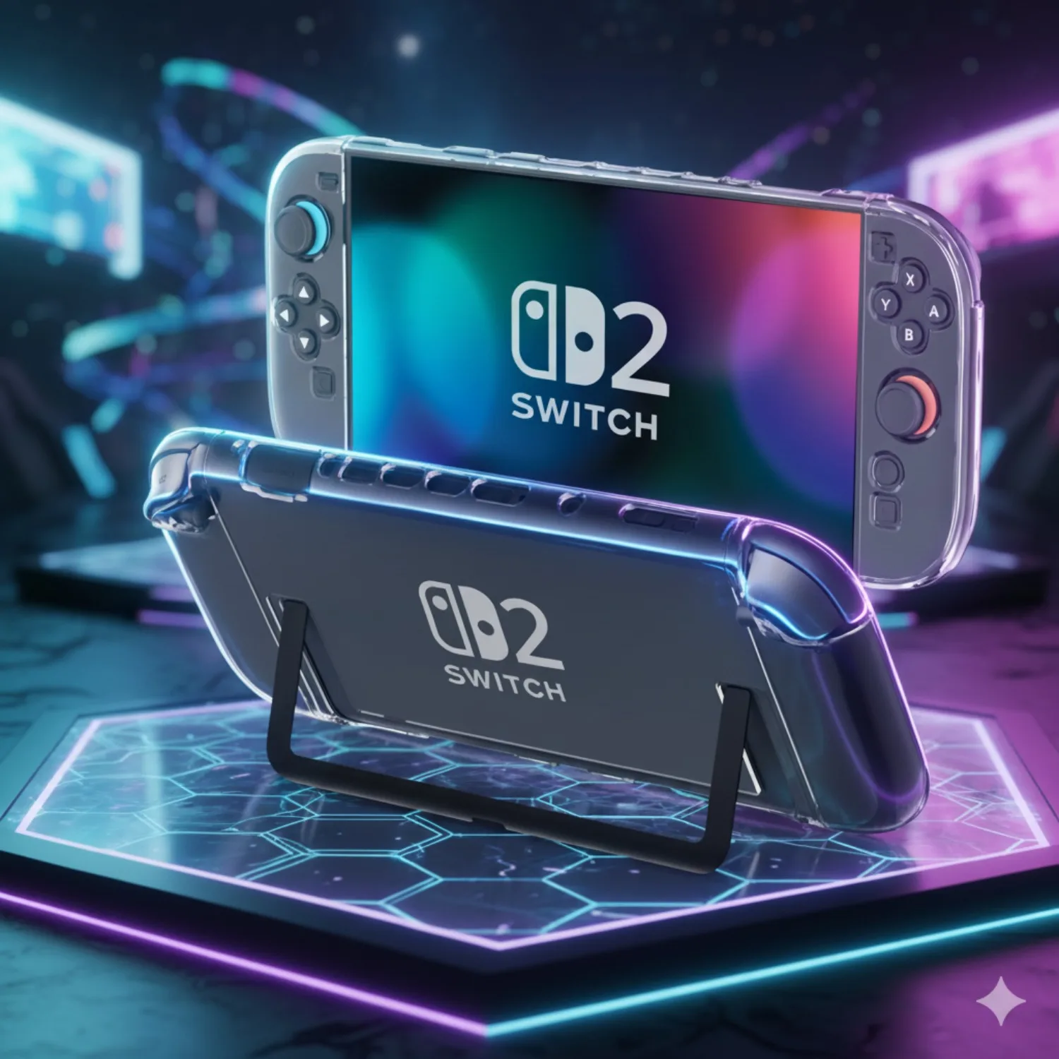 

Полый защитный корпус кронштейна для чехла Switch 2, с защитной пленкой для экрана и ручкой для большого пальца, амортизация и устойчивая к царапинам, док-станция