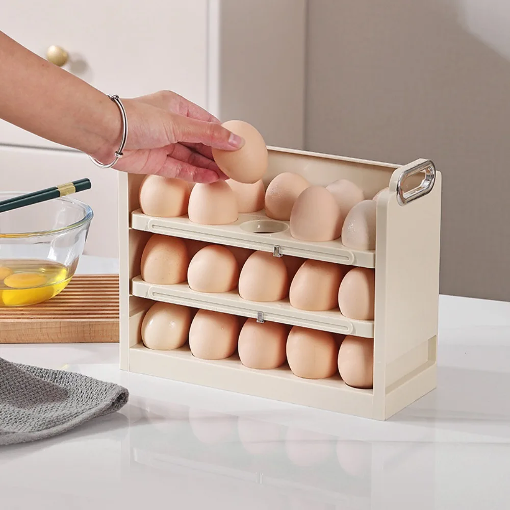 Flippable Egg Tray New PP Kitchen Storage Storage Box 30Grid Refrigerator Side Door Storage Rack Egg Storage