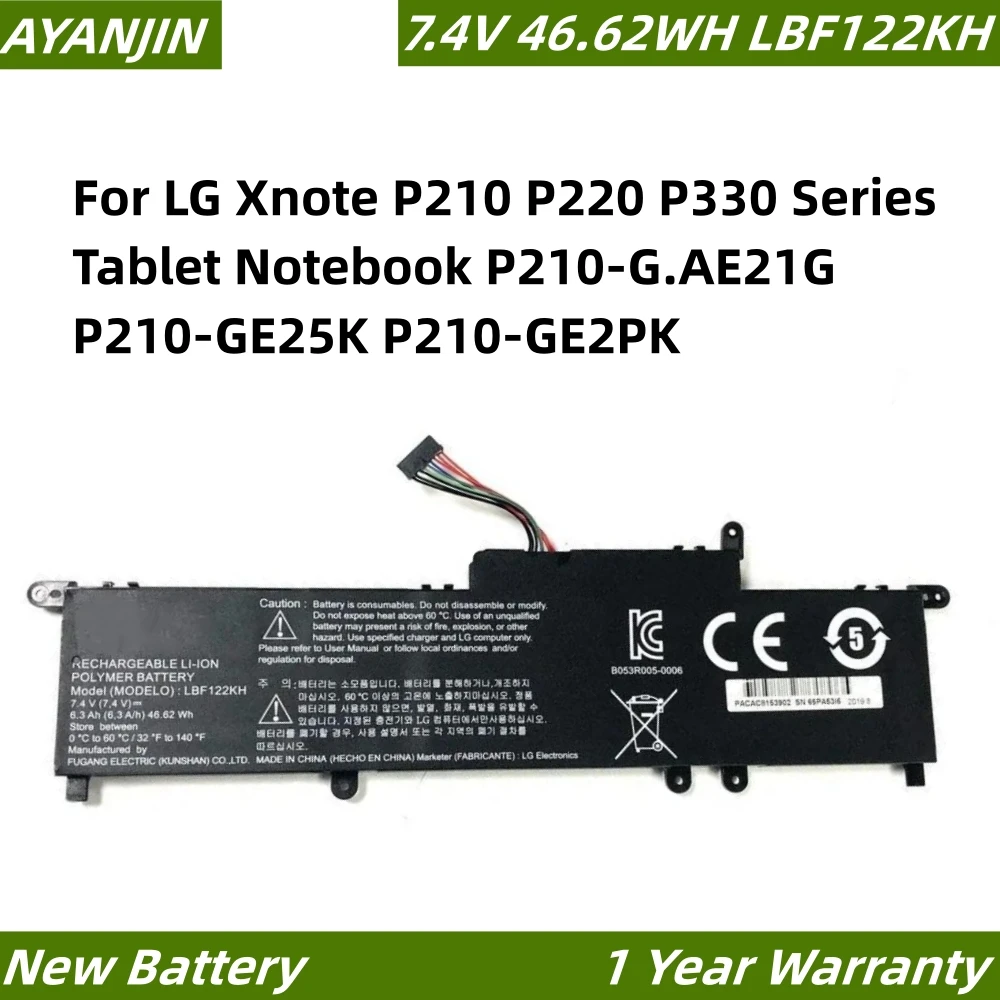 LBF122KH Laptop Battery For LG Xnote P210 P220 P330 Series Tablet Notebook P210-G.AE21G P210-GE25K P210-GE2PK 7.4V 6300mAh