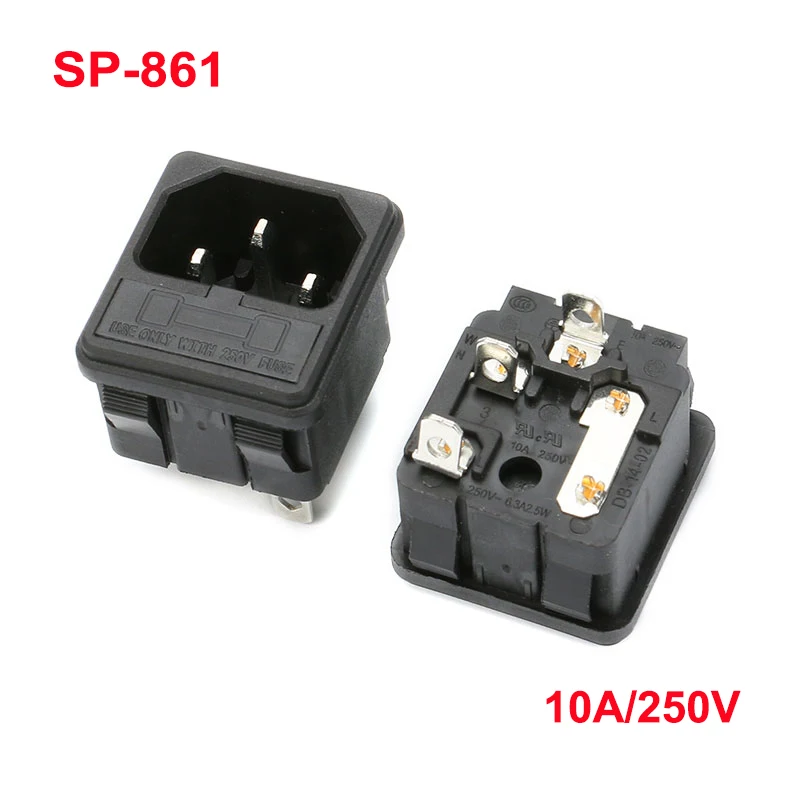 

5PCS Socket Adapter 10A/250V SP-861 3 PIN AC Power Socket Connector AC with Fuse Base 5 * 20MM