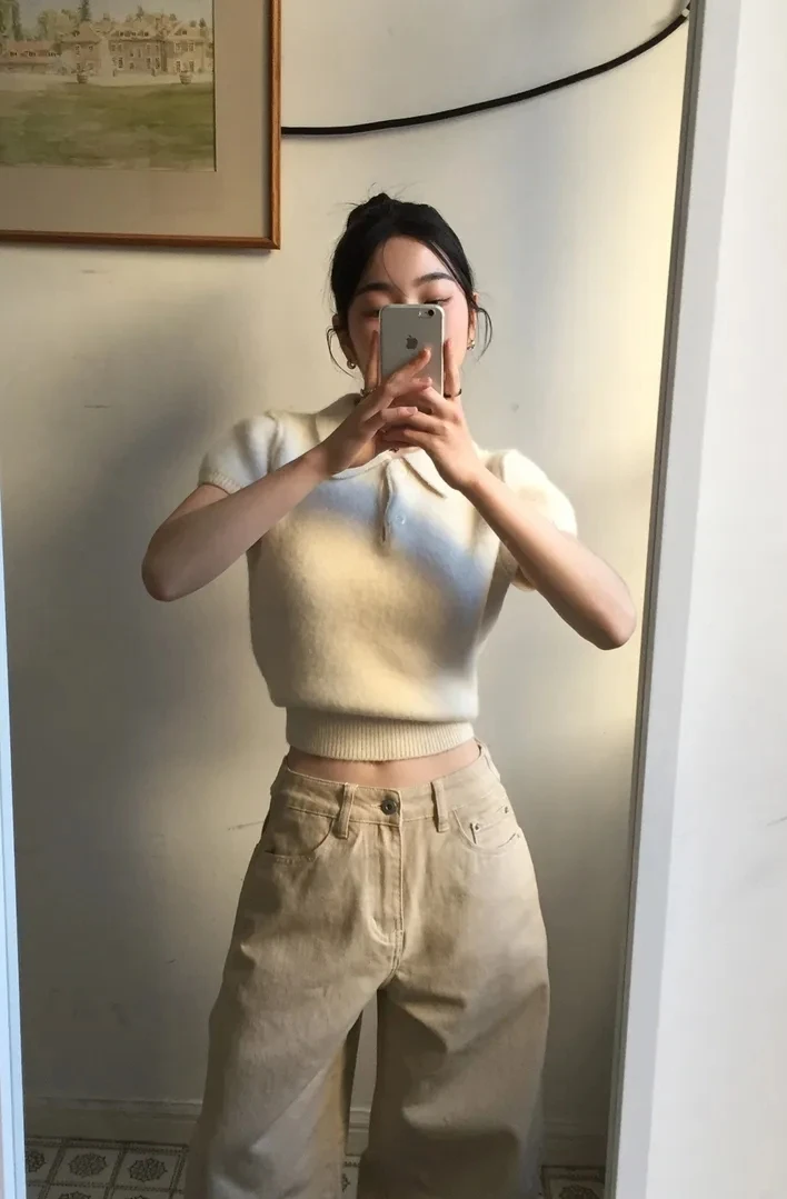 Maglione a maniche corte lavorato a maglia 3 colori da donna rosa morbido top coreano chic stile manica corta pullover lavorato a maglia femme primavera 2026 (K9088