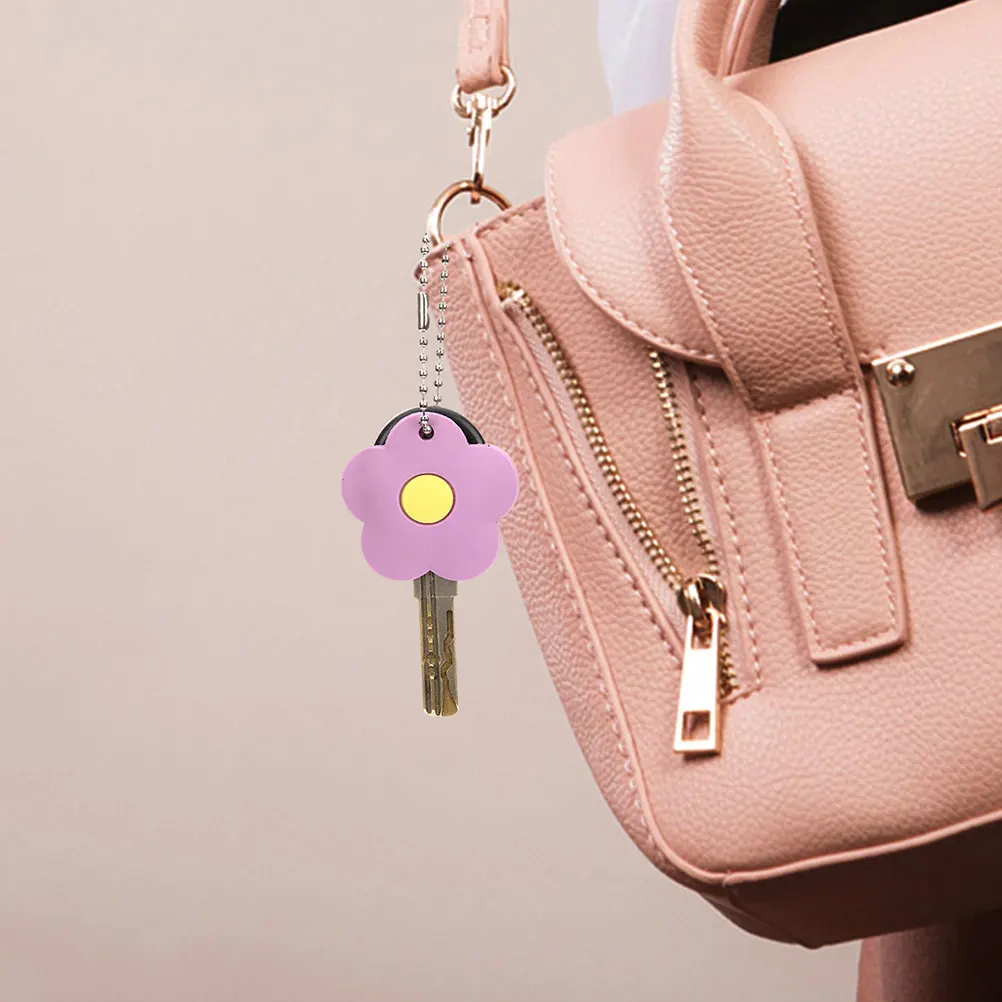 

4pcs Cute Cartoon Flower Key Covers Caps Silicone House Key Protectors Scratch Resistant Light Weight Portable Decorative