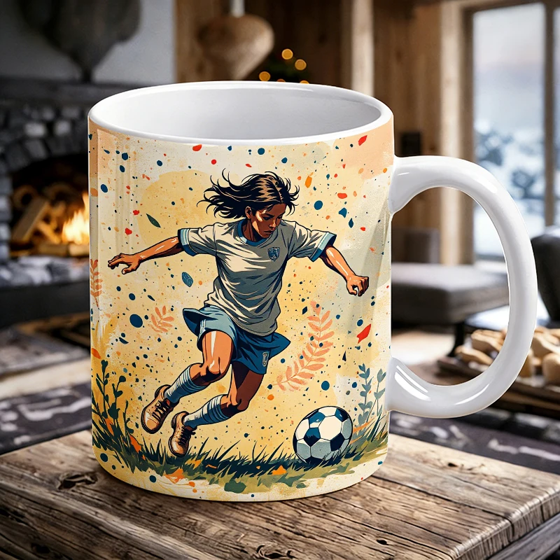 

Soccer Player in Action Dynamic Art for Key Button Patterns Mug with a bottle opener function of 2026 Major Football Event