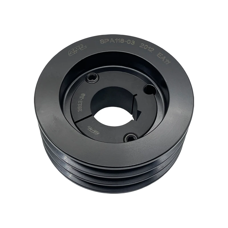 CPT SPA V-Belt pulley Three Groove, 123.5mm outside diameter, 118mm pitch diameter, 2012 Bushing, SPA118-03-2012