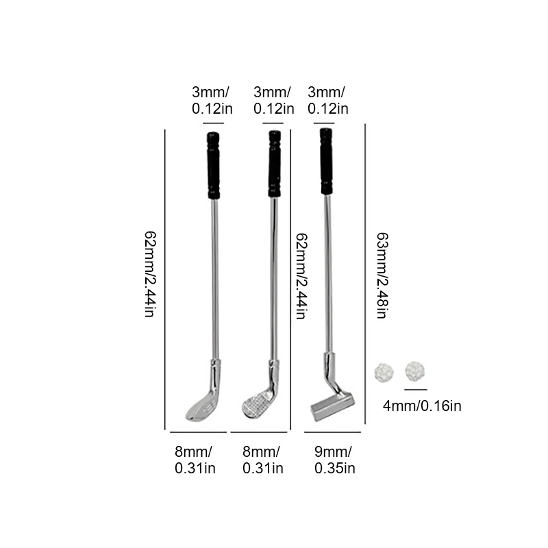 1:12 인형 집 미니어처 가구, 금속 골프 클럽 세트, 가상 놀이 장난감, 인형 집 장식 액세서리, 1 세트