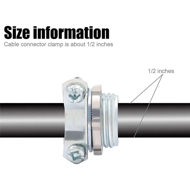 B52C For NM Cables, Wire Clamps In 12 Pack 1/2 Inch Clamp Type Cable Connectors, Zinc Alloy For Electric Wires, Metallic Conduit