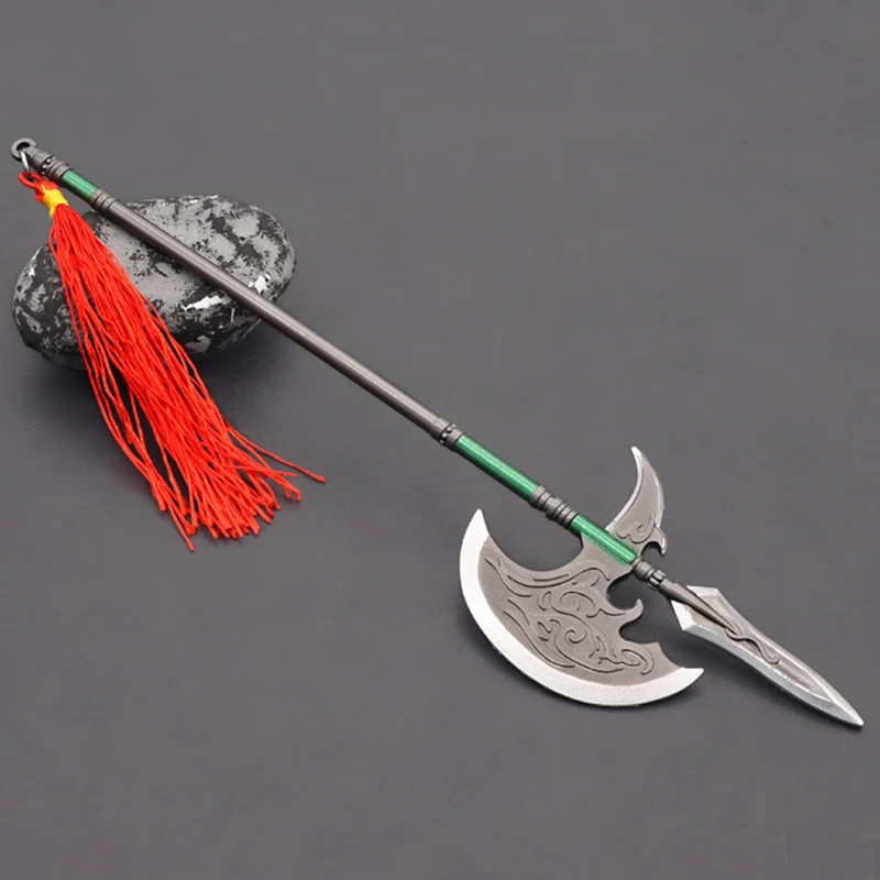 22CM Three Kingdoms Cold Weapon Models Hook Sickle Full Metal Craft Ornament Zinc Alloy Type Peripherals Pendant Miniature Toys