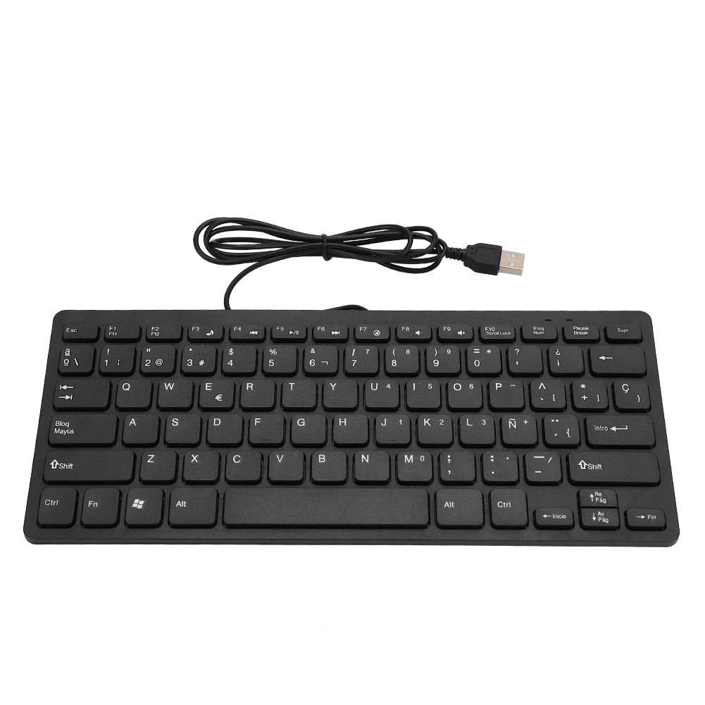 Keyboard Mini Keyboard Wired Keyboard Wired Mini Portable Spanish Keyboard USB Interface for Desktop Computer Ultra Thin 78 Keys