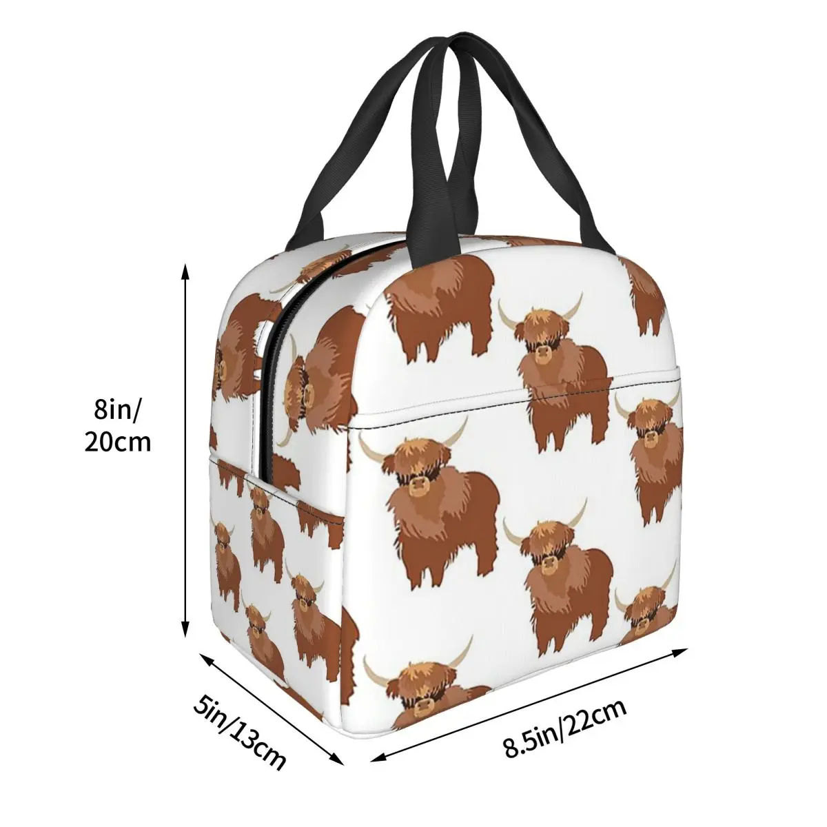 Fluffy Highland Cow Insulated Lunch Bag for Women Kids Leakproof Food Boxes Thermal Lunch Box Tote