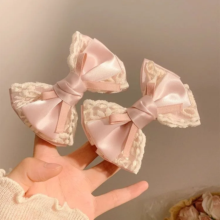 

【1pair】lolita Hairpin y2k accessories pink bow Hair clips for girls summer accessories hair barrettes Lolita cosplay Hair buckle