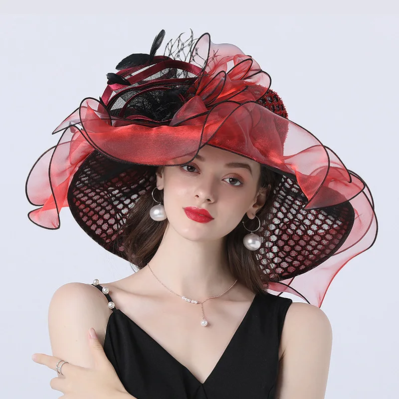 Lady Derby Dress Church Cloche Hat Bow Bucket Wedding Bowler Caps for Party Performance