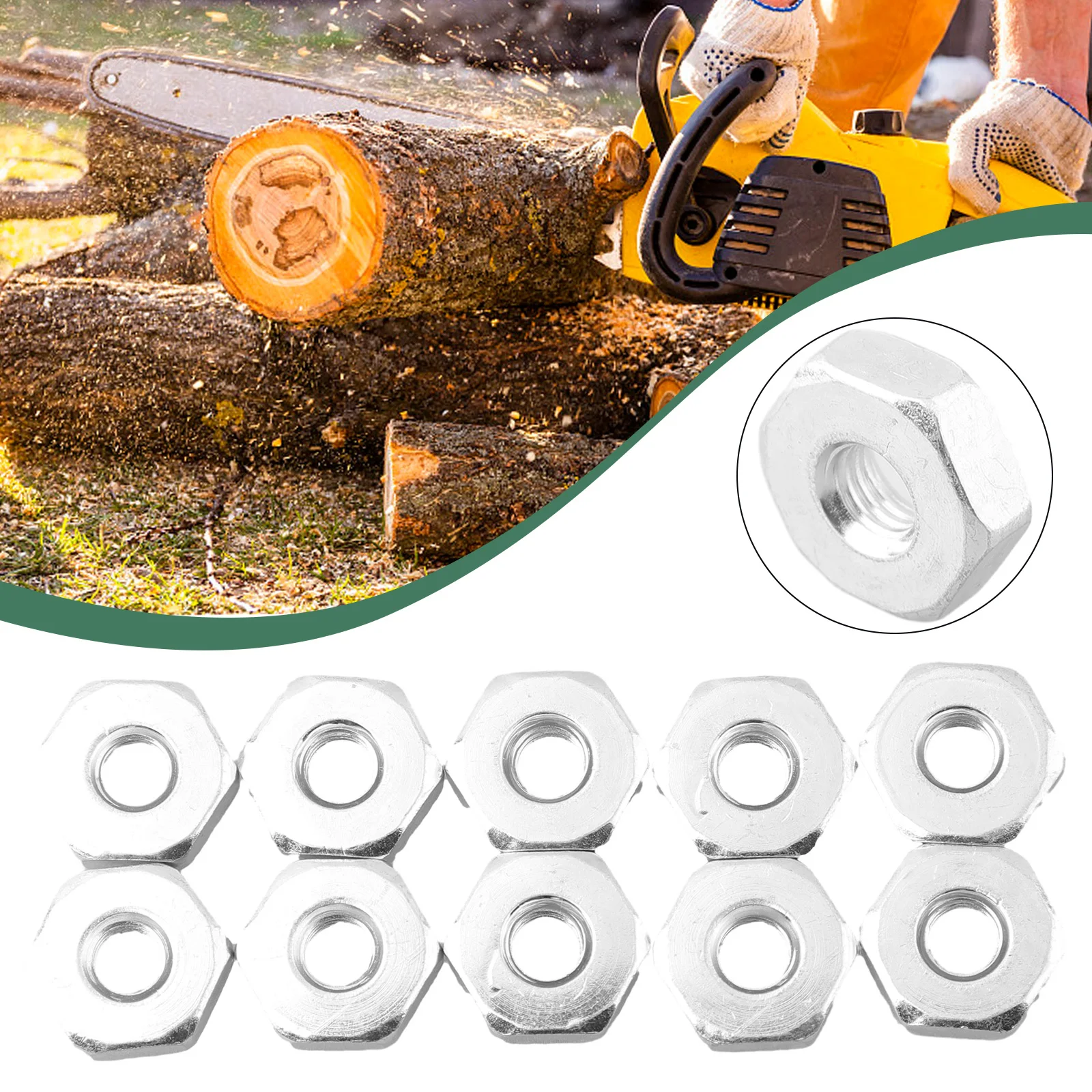 

Set of 10 M8 Guide Bar Nuts for Chainsaws Compatible with For MS180 For MS250 For MS361 For MS440 Models and Others