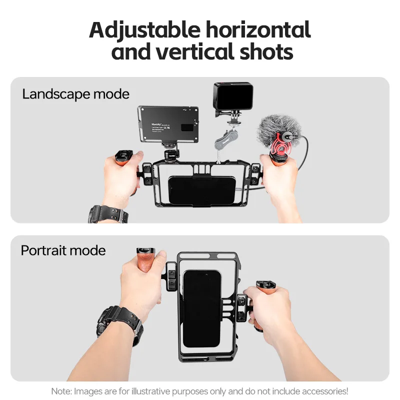 Manbily Universal Aluminum Alloy Rabbit Cage Wooden Handle Set Handheld Grip Filming Video Stabilizer Case Mount for Smartphone