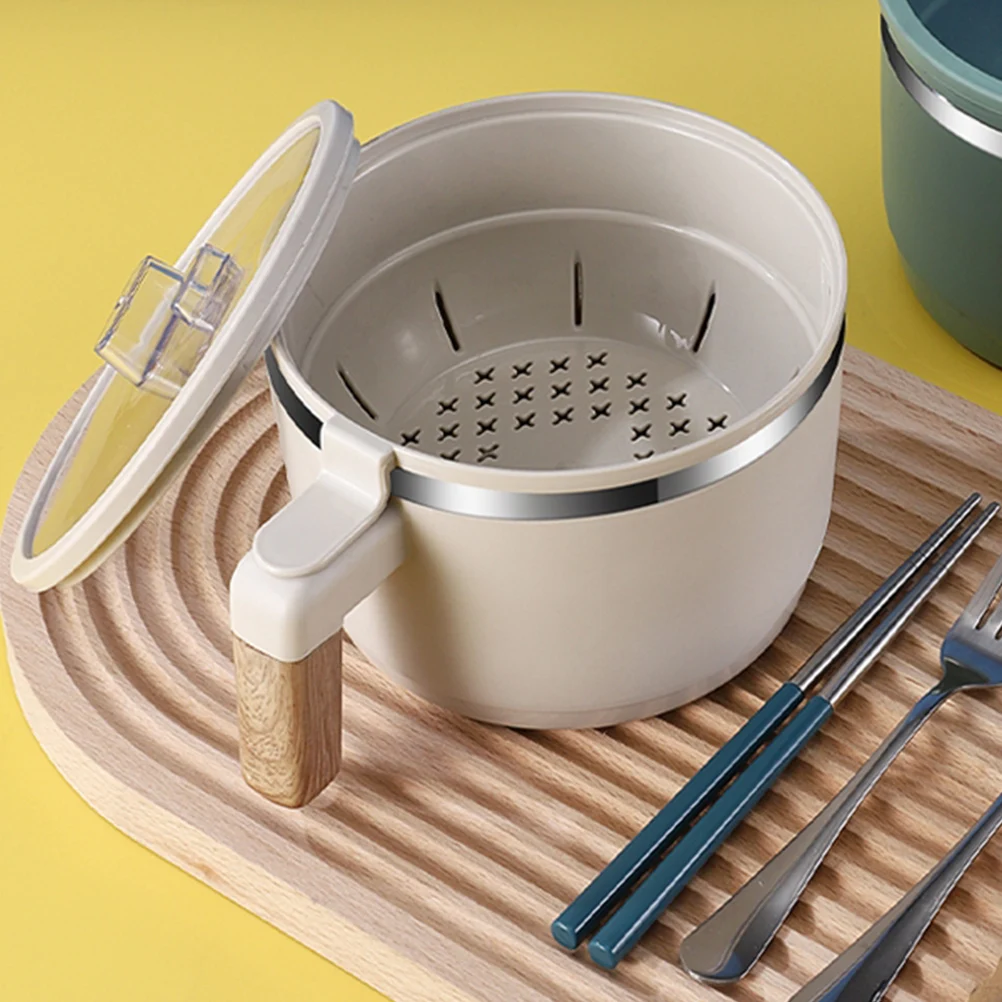 Cuenco Bento de acero inoxidable con diseño de mango, contenedor de alimentos, práctico soporte para fruta y ensalada de fideos, cocina reutilizable resistente al desgaste