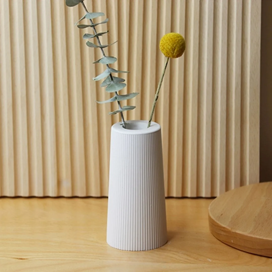 Mini Flower Vase Silicone Mold Stripe Design Concrete Cement Desktop Decoration Epoxy Resin Mould