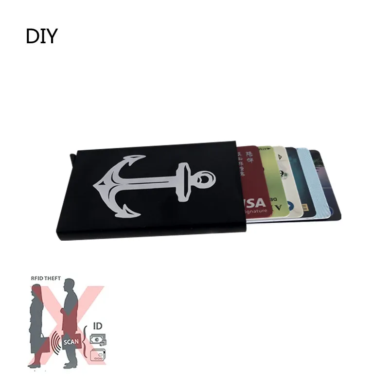 customized Slim Pop Up Wallet Minimalist Credit Card Holder For Men Women RFID Blocking Mini Metal Case